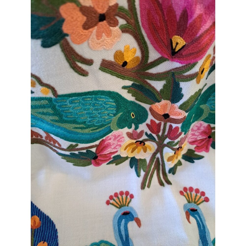 Heavily Embroidered Kaftan Maxi Dress Women's S Multicolor Peacock Bird Floral - Picture 2 of 12